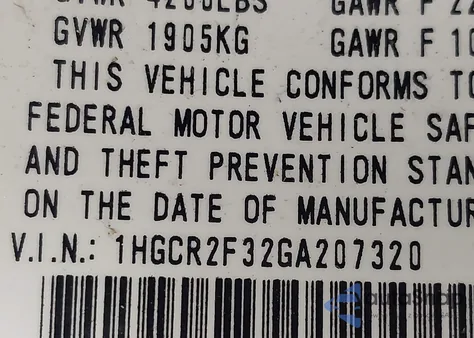 2016 Honda Accord Lx z USA, uszkodzony, nr VIN 1HGCR2F32GA207320